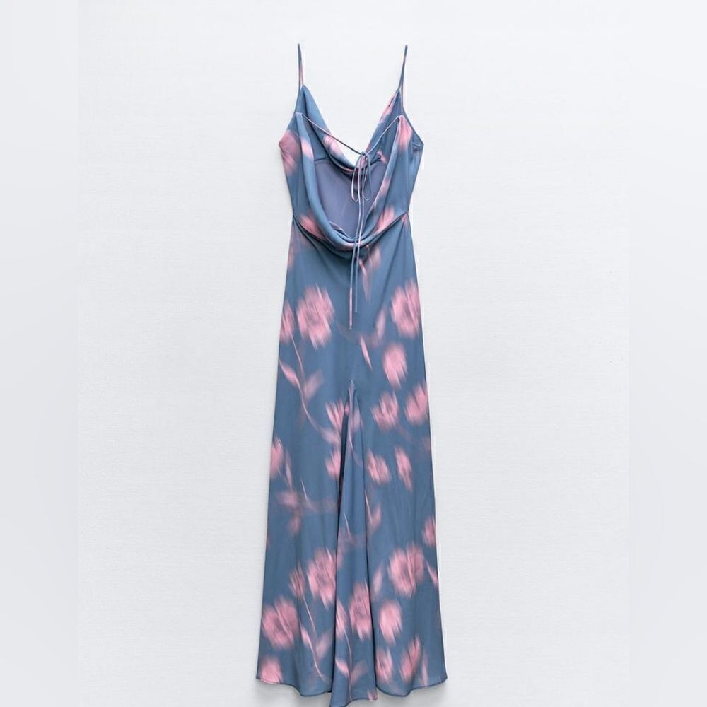 Zara FLOWY NECKLINE PRINTED DRESS - Picture 9 of 11